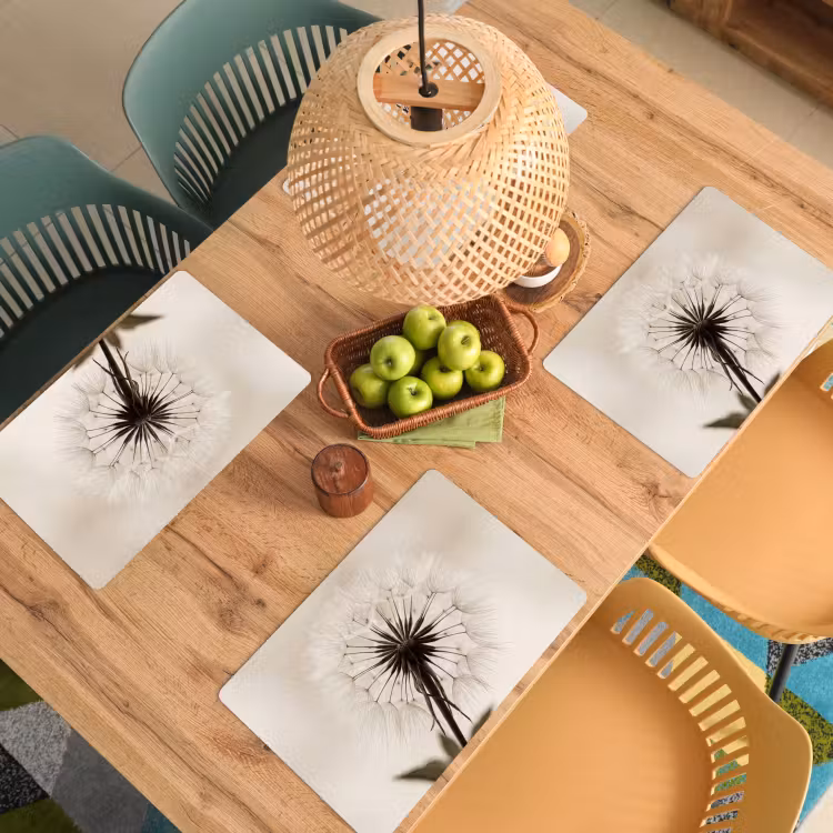 Paardenbloem - Minimalistisch - Wit Placemat vinyl groot -zzsfeer5_Kitchenyeah-website