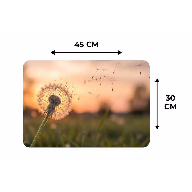 Paardenbloem - Zonsondergang - Veld Placemat vinyl groot -specs