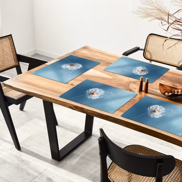 Paardenbloem - Wind - Blauw Placemat vinyl groot -zzsfeer4_Kitchenyeah-website
