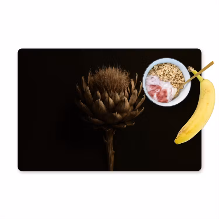 Donkerbruin - Bloem - Textuur - Artisjok Placemat vinyl groot -zzzproduct_Kitchenyeah-website