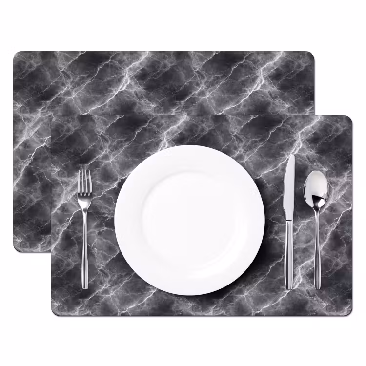 Donkergrijs - Bliksem - Marmer Placemat vinyl groot 368 -zzsfeer2_Kitchenyeah-website