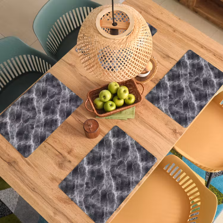 Donkergrijs - Bliksem - Marmer Placemat vinyl groot 368 -zzsfeer5_Kitchenyeah-website
