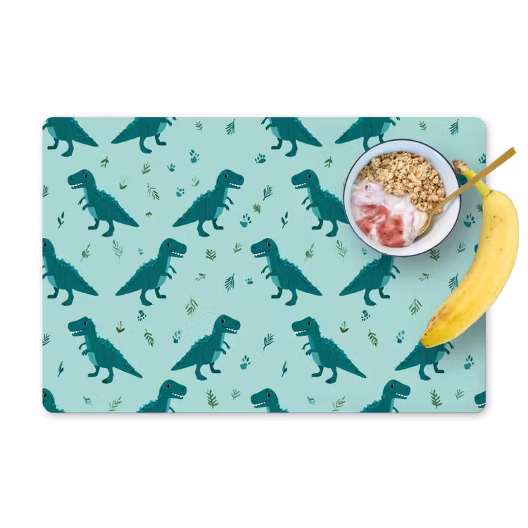 Donkergroen - Dinosaurussen - Afdrukken - Bladeren Placemat vinyl groot -zzzproduct_Kitchenyeah-website