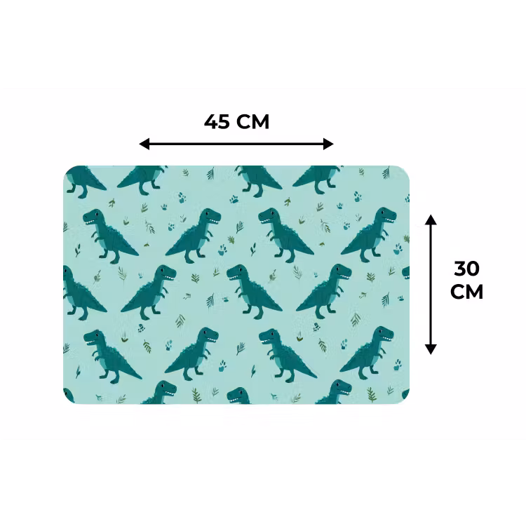 Donkergroen - Dinosaurussen - Afdrukken - Bladeren Placemat vinyl groot -specs