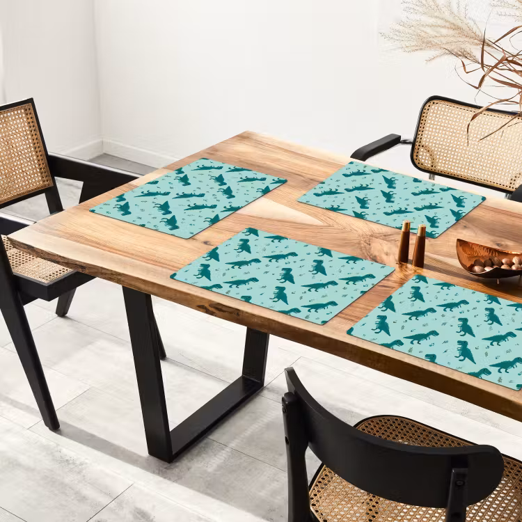 Donkergroen - Dinosaurussen - Afdrukken - Bladeren Placemat vinyl groot -zzsfeer4_Kitchenyeah-website
