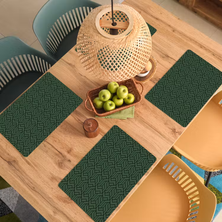Donkergroen - Patroon - Lijnen - Zwart Placemat vinyl groot 368 -zzsfeer5_Kitchenyeah-website