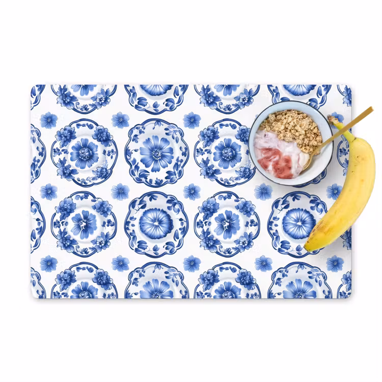 Sierborden - Bloemen - Blauw Placemat vinyl groot 368 -zzzproduct_Kitchenyeah-website