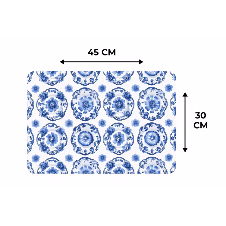Sierborden - Bloemen - Blauw Placemat vinyl groot 368 -specs