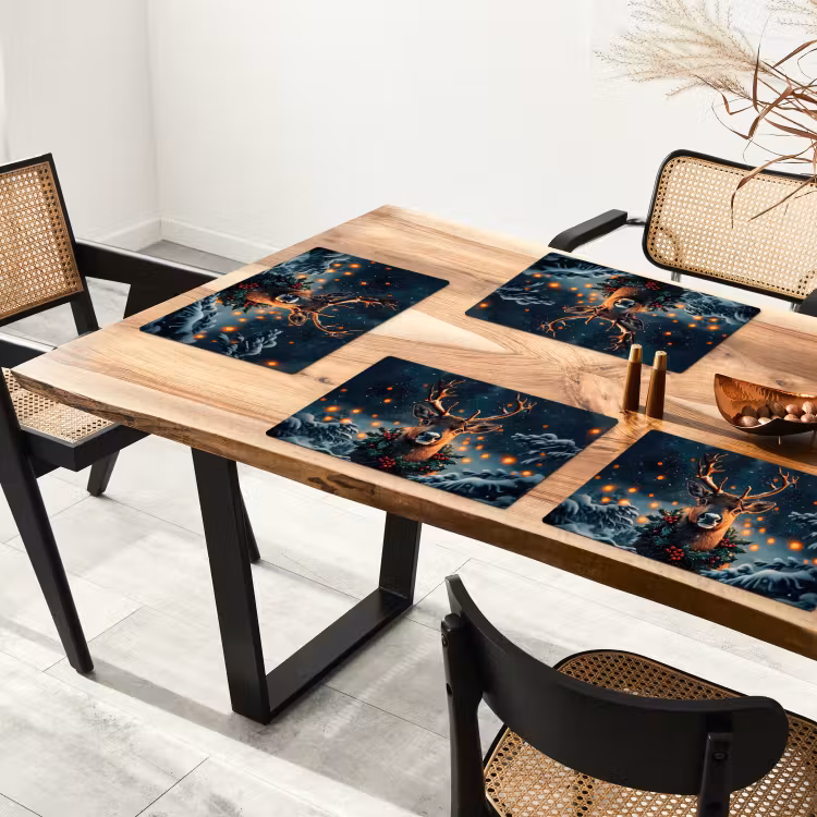 Hert - Kerst - Winter - Sneeuw - Kerstkrans Placemat vinyl groot -zzsfeer4_Kitchenyeah-website