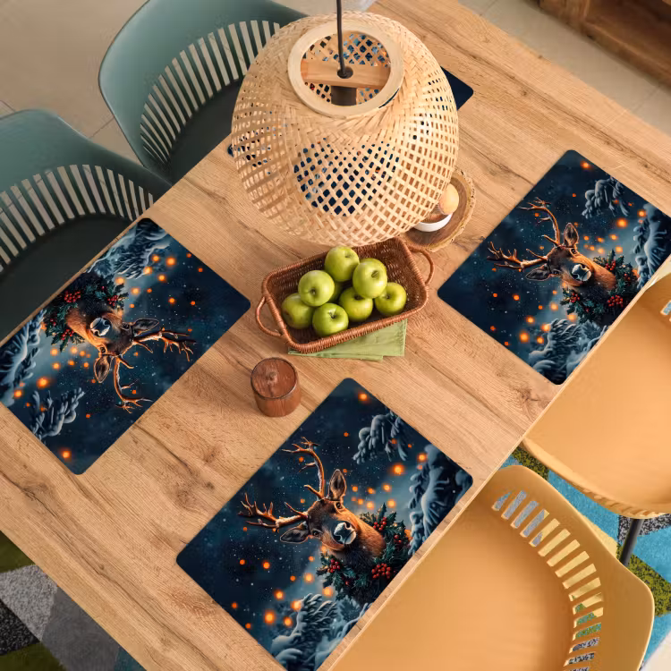 Hert - Kerst - Winter - Sneeuw - Kerstkrans Placemat vinyl groot -zzsfeer5_Kitchenyeah-website
