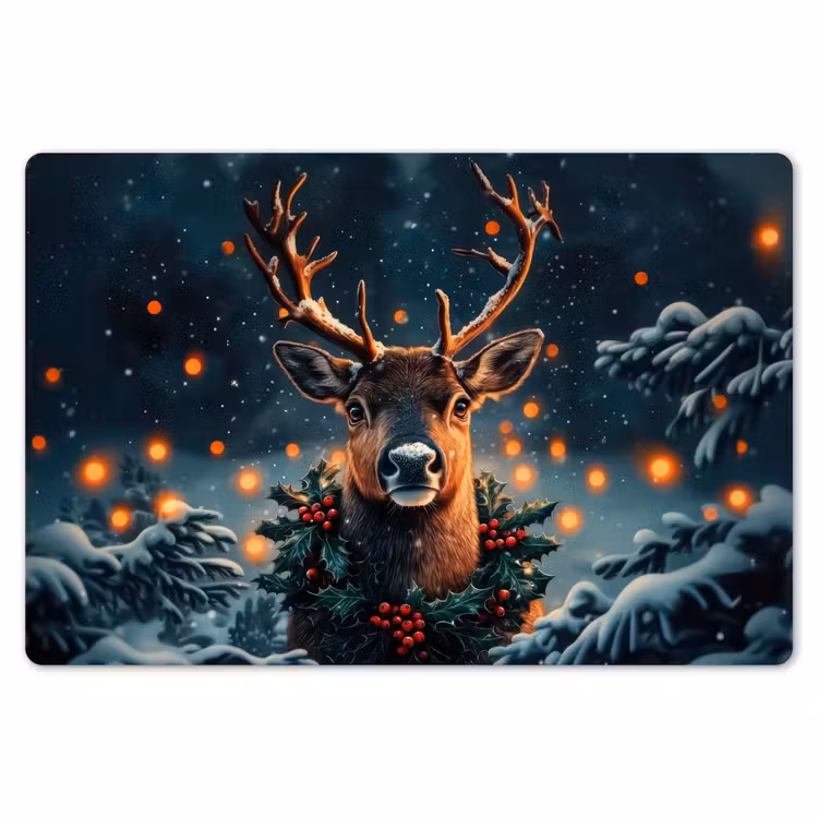 Hert - Kerst - Winter - Sneeuw - Kerstkrans Placemat vinyl groot -zzsfeer1_Kitchenyeah-website