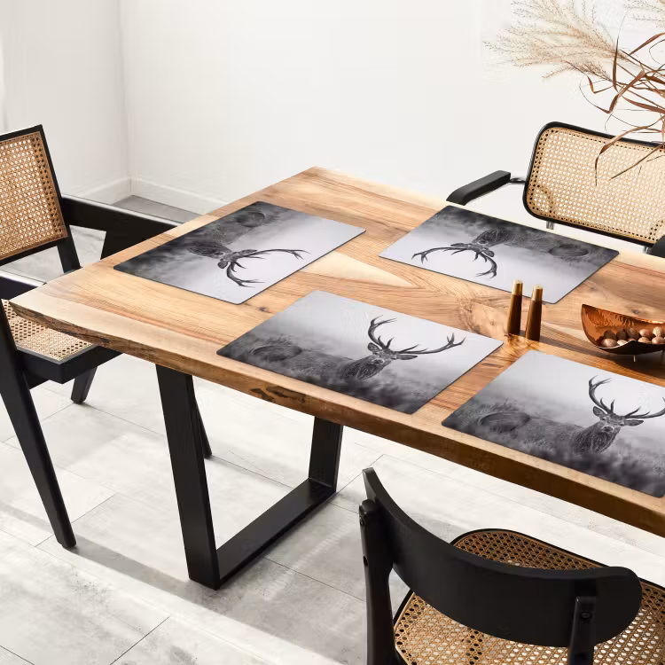 Hert - Mistig - Zwart - Wit Placemat vinyl groot -zzsfeer4_Kitchenyeah-website