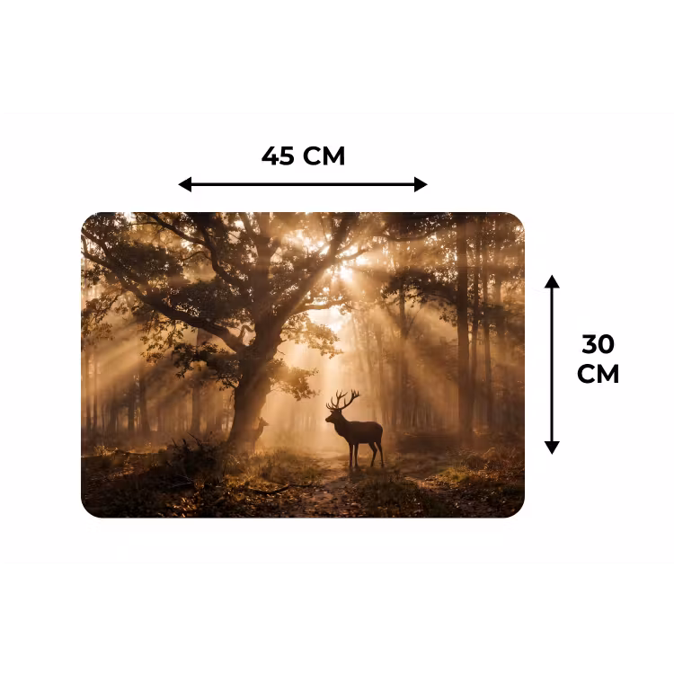 Hert - Bos - Mistig - Natuur - Goud Placemat vinyl groot -specs