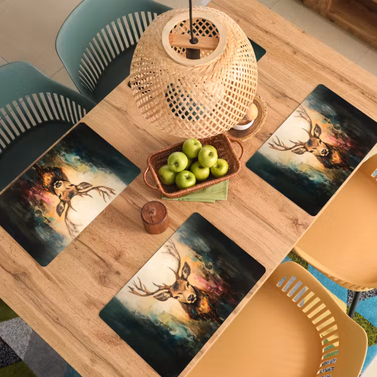 Hert - Geverfd - Gewei - Bruin Placemat vinyl groot -zzsfeer5_Kitchenyeah-website