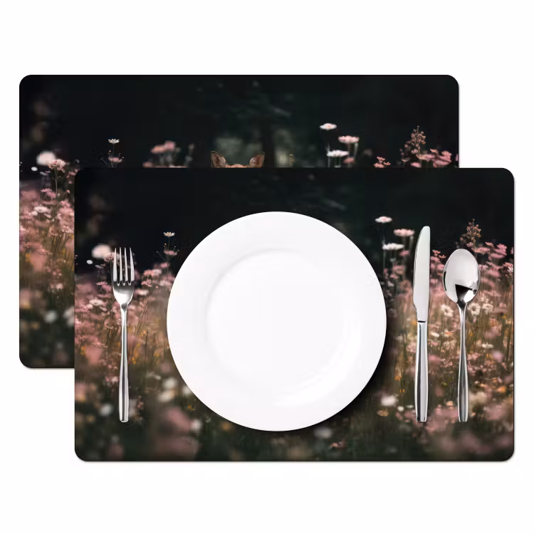 Hert - Wilde bloemen - Bos Placemat vinyl groot -zzsfeer2_Kitchenyeah-website