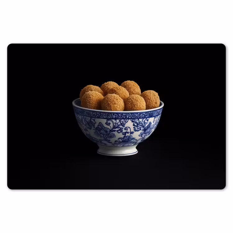 Delfts blauw - Bitterballen - Holland - Schaal Placemat vinyl groot -zzsfeer1_Kitchenyeah-website