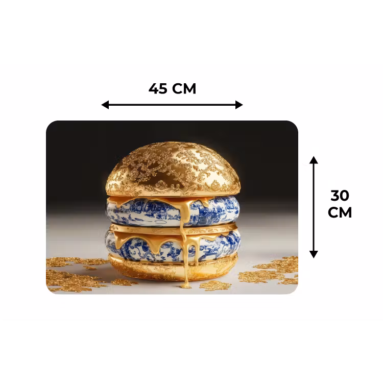 Delftsblauw - Goud - Burger Placemat vinyl groot -specs