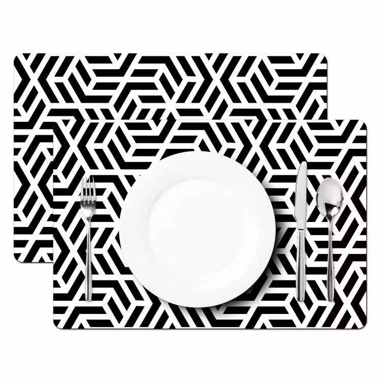 Design - Geometrie - Patroon - Zwart - Wit Placemat vinyl groot 368 -zzsfeer2_Kitchenyeah-website