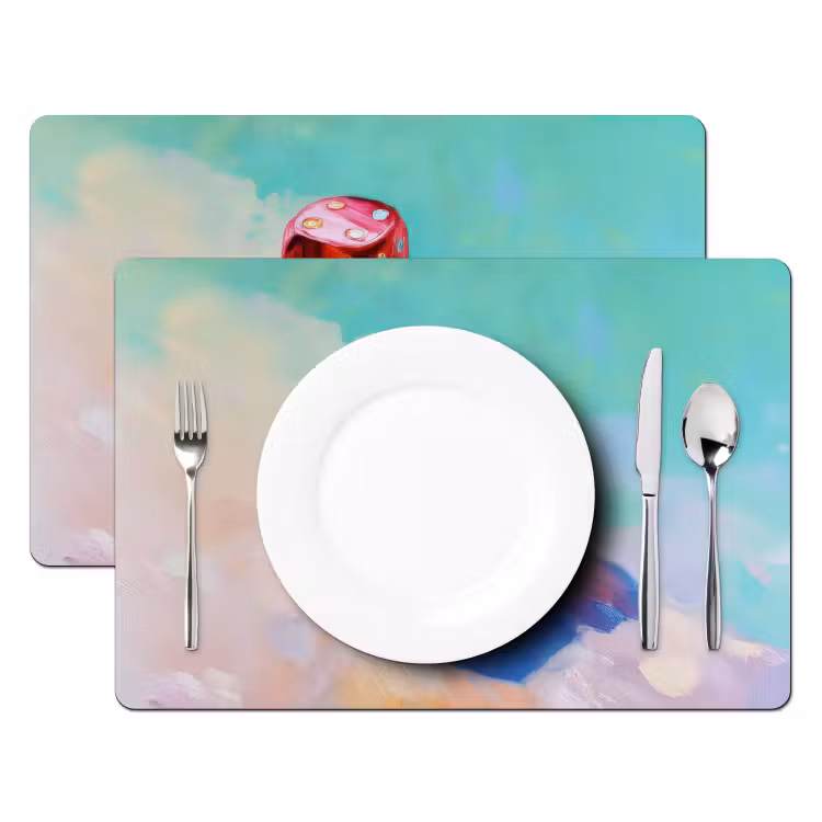 Dobbelstenen - Kleurrijk - Getallen - Stipjes Placemat vinyl groot -zzsfeer2_Kitchenyeah-website
