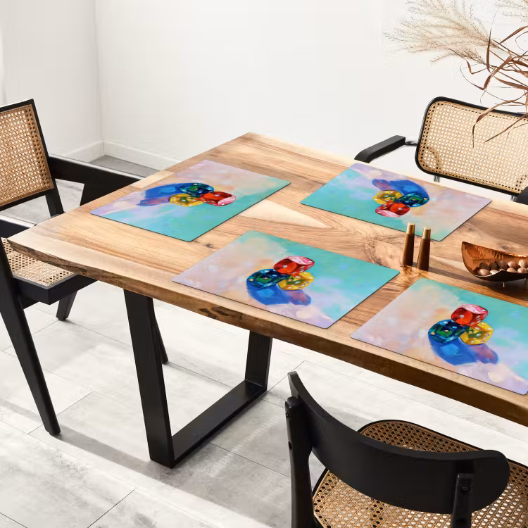 Dobbelstenen - Kleurrijk - Getallen - Stipjes Placemat vinyl groot -zzsfeer4_Kitchenyeah-website