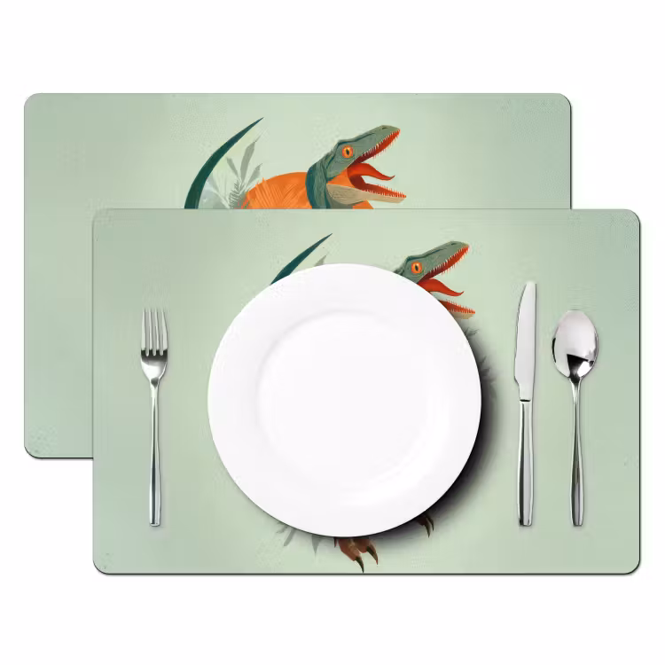 Dino - Bladeren - Grafisch - Groen Placemat vinyl groot -zzsfeer2_Kitchenyeah-website