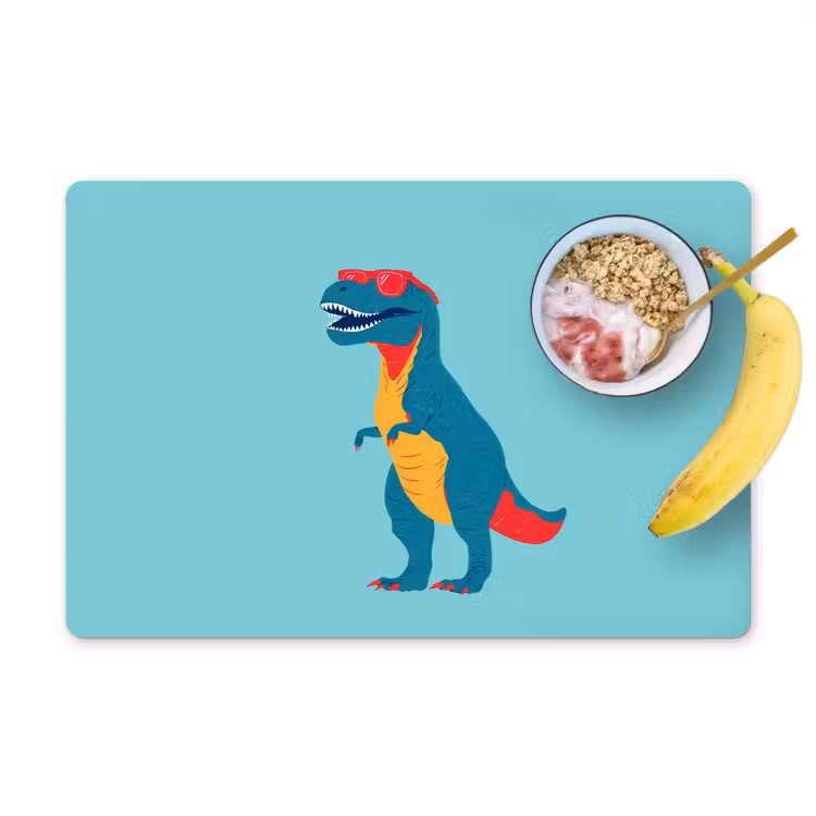 Dinosaurus - Blauw - Zonnebril Placemat vinyl groot -zzzproduct_Kitchenyeah-website