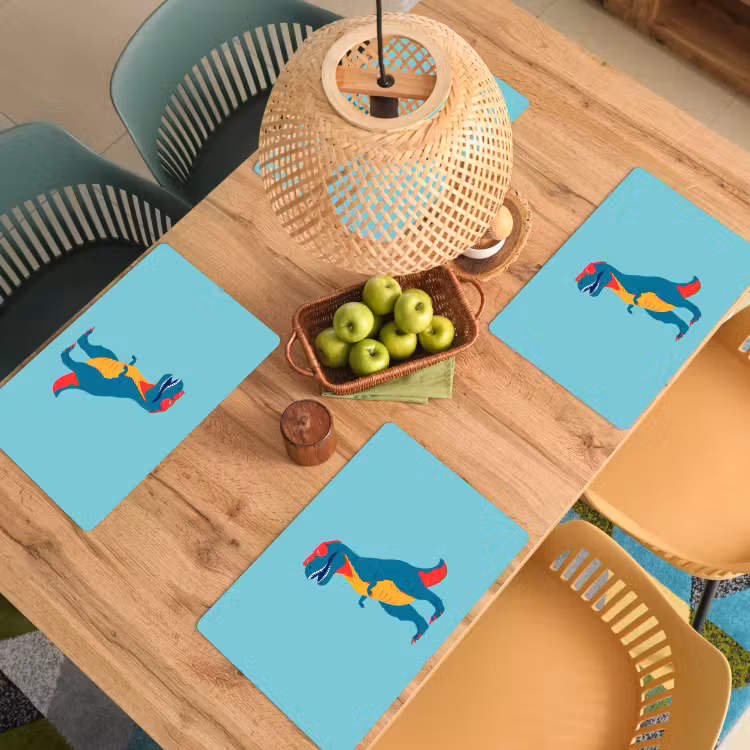 Dinosaurus - Blauw - Zonnebril Placemat vinyl groot -zzsfeer5_Kitchenyeah-website