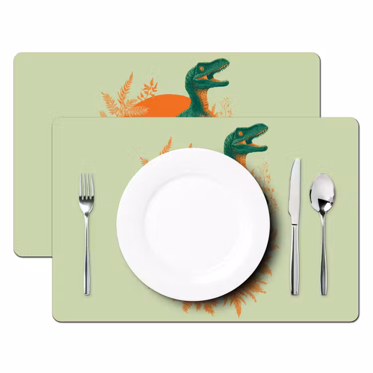 Dinosaurus - Groen - Planten - Cirkel Placemat vinyl groot -zzsfeer2_Kitchenyeah-website