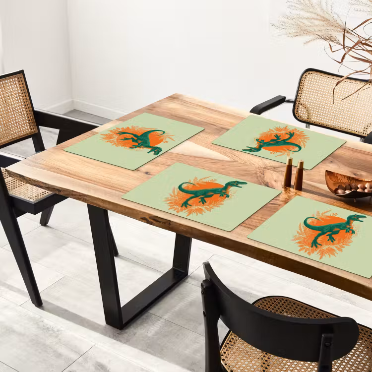 Dinosaurus - Groen - Planten - Cirkel Placemat vinyl groot -zzsfeer4_Kitchenyeah-website