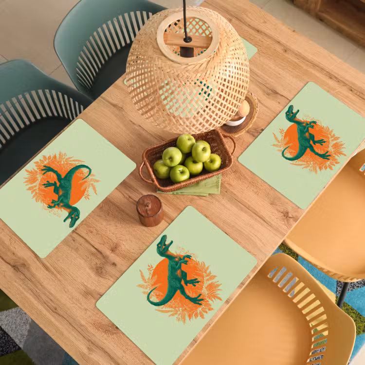 Dinosaurus - Groen - Planten - Cirkel Placemat vinyl groot -zzsfeer5_Kitchenyeah-website