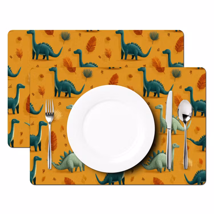 Dinosaurussen - Stekels - Herfstbladeren - Bruin Placemat vinyl groot -zzsfeer2_Kitchenyeah-website