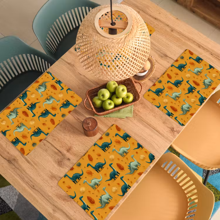 Dinosaurussen - Stekels - Herfstbladeren - Bruin Placemat vinyl groot -zzsfeer5_Kitchenyeah-website