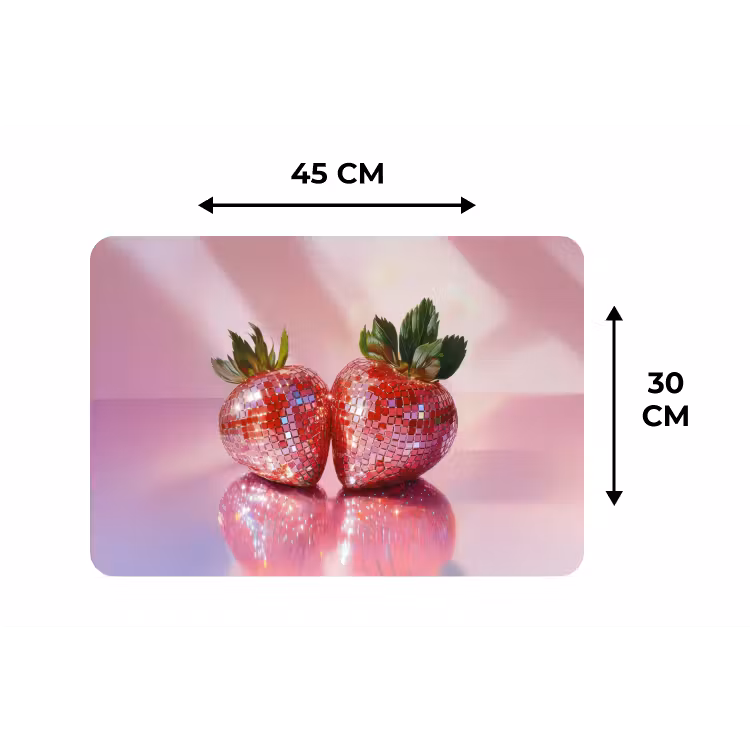 Disco - Fruit - Glitter - Strawberry Placemat vinyl groot -specs