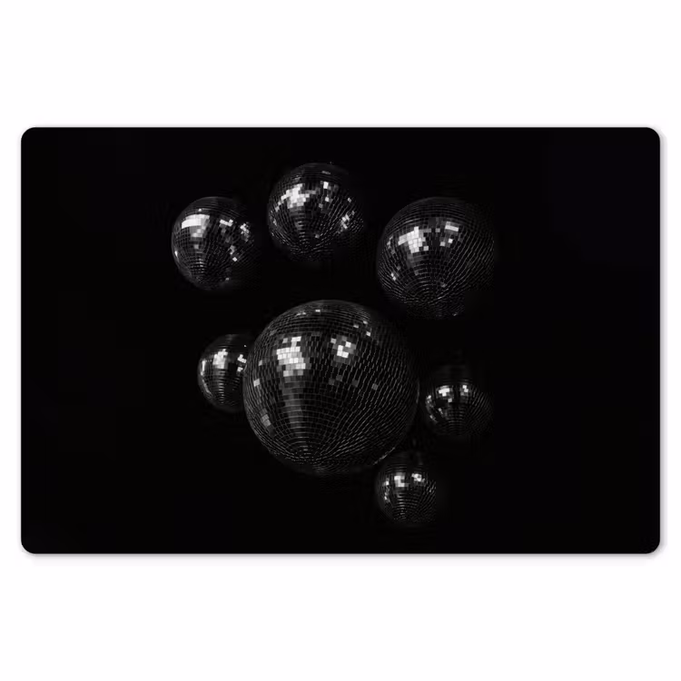 Discoballen - Minimalistisch - Zwart Placemat vinyl groot -zzsfeer1_Kitchenyeah-website