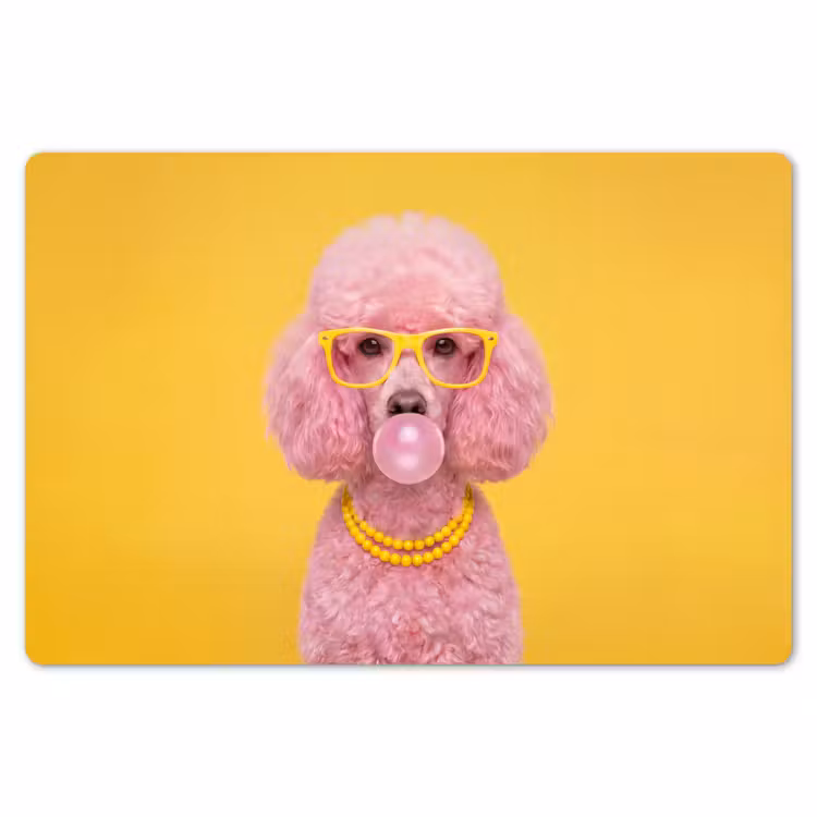 Hond - Kauwgum - Dieren - Modern - Roze Placemat vinyl groot -zzsfeer1_Kitchenyeah-website
