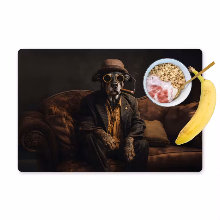 Hond - Sigaar - Hoed - Pak Placemat vinyl groot -zzzproduct_Kitchenyeah-website