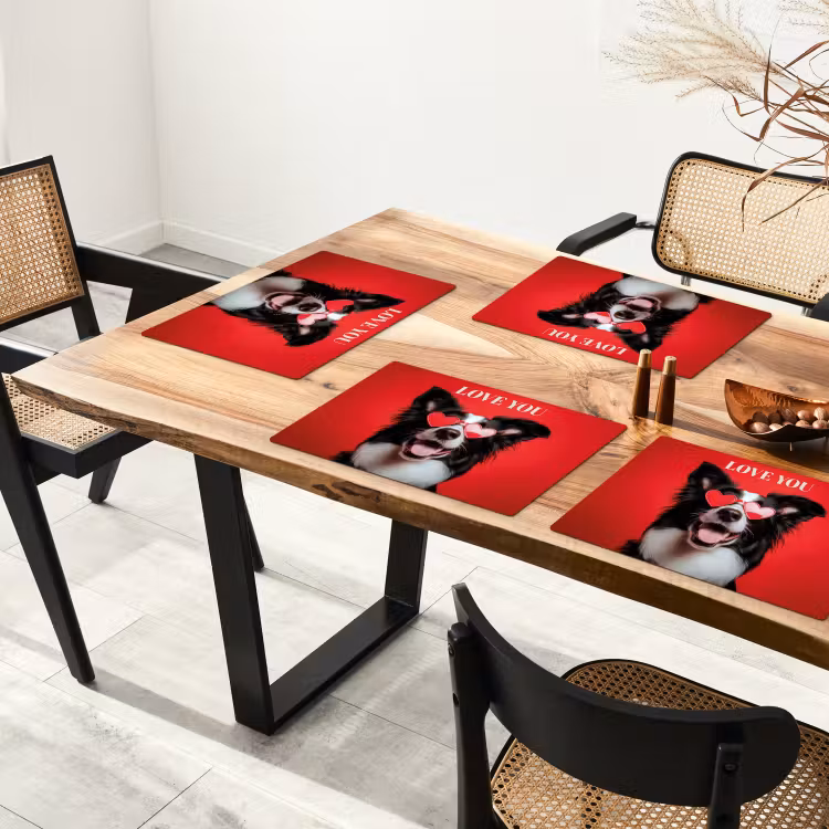 Hond - Hartjesbril - Loveyou - Rood Placemat vinyl groot -zzsfeer4_Kitchenyeah-website