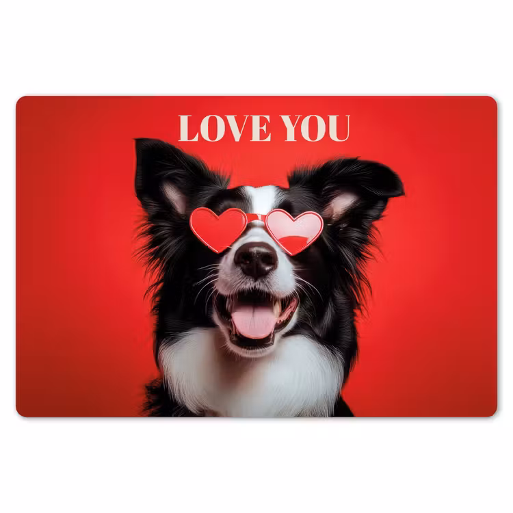 Hond - Hartjesbril - Loveyou - Rood Placemat vinyl groot -zzsfeer1_Kitchenyeah-website