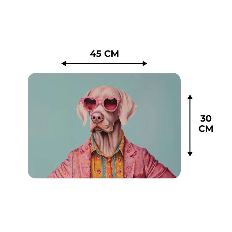 Hond - Overhemd - Bloemen - Bril Placemat vinyl groot -specs