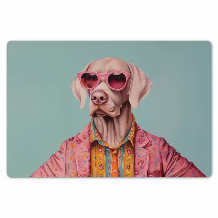 Hond - Overhemd - Bloemen - Bril Placemat vinyl groot -zzsfeer1_Kitchenyeah-website