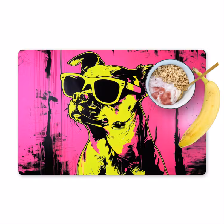 Hond - Zonnebril - Roze - Art Placemat vinyl groot -zzzproduct_Kitchenyeah-website