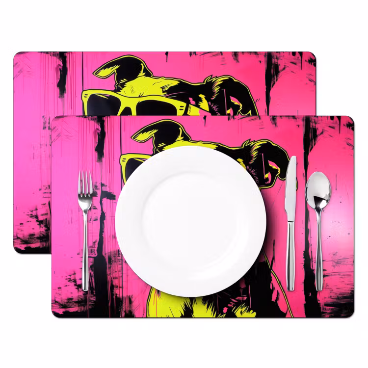 Hond - Zonnebril - Roze - Art Placemat vinyl groot -zzsfeer2_Kitchenyeah-website