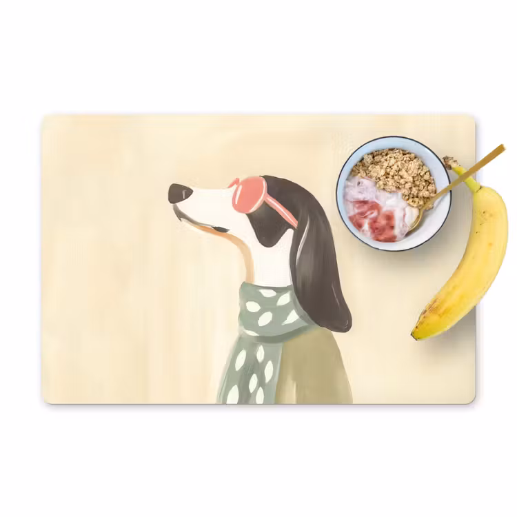 Hond - Zonnebril - Sjaal Placemat vinyl groot -zzzproduct_Kitchenyeah-website