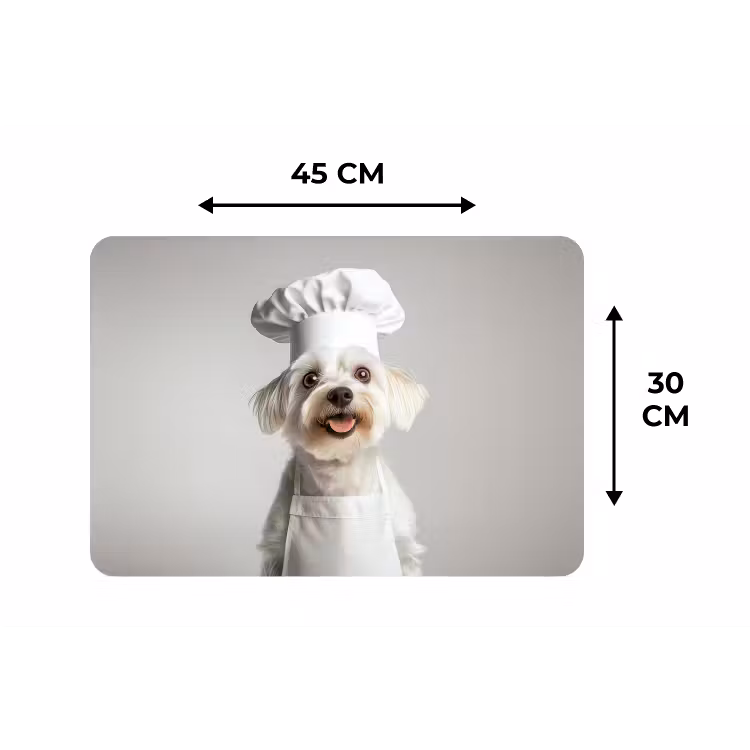 Hond - Wit - Kok Placemat vinyl groot -specs