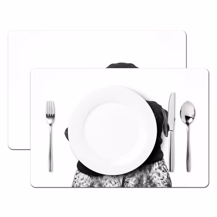 Honden - Bivakmuts - Zwart - wit Placemat vinyl groot -zzsfeer2_Kitchenyeah-website