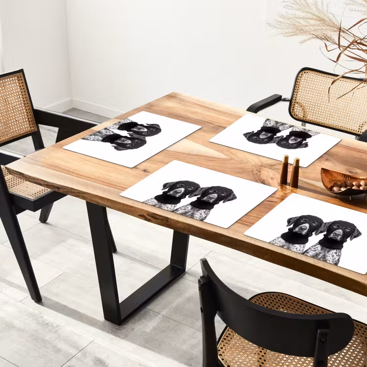 Honden - Bivakmuts - Zwart - wit Placemat vinyl groot -zzsfeer4_Kitchenyeah-website