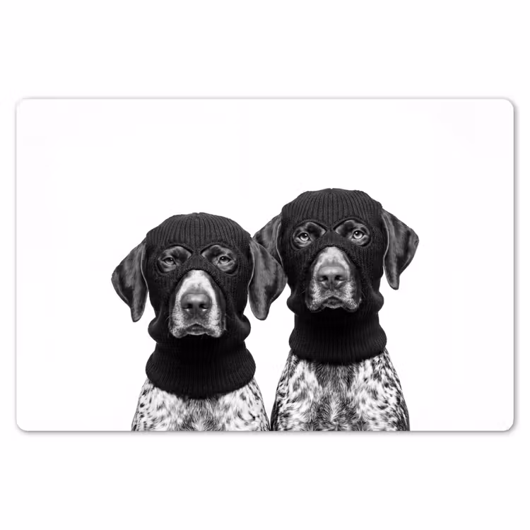 Honden - Bivakmuts - Zwart - wit Placemat vinyl groot -zzsfeer1_Kitchenyeah-website