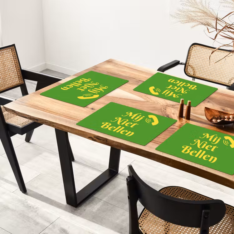 Mij niet bellen - Telefoon - Groen Placemat vinyl groot -zzsfeer4_Kitchenyeah-website