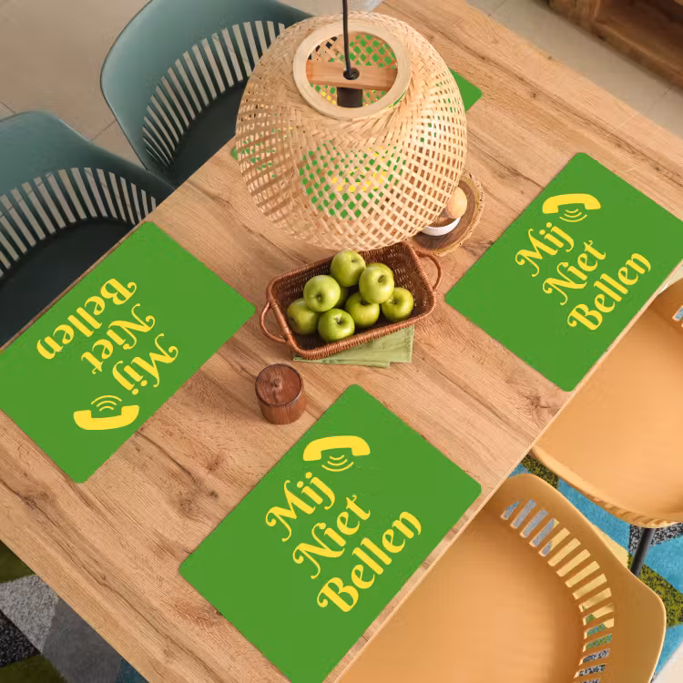 Mij niet bellen - Telefoon - Groen Placemat vinyl groot -zzsfeer5_Kitchenyeah-website