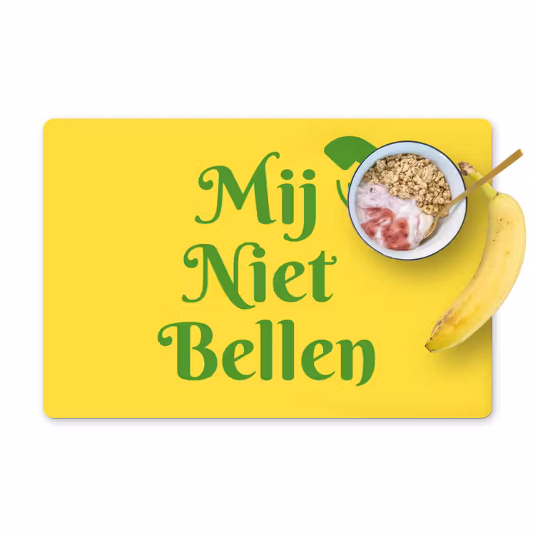 Mij niet bellen - Telefoon - Geel Placemat vinyl groot -zzzproduct_Kitchenyeah-website